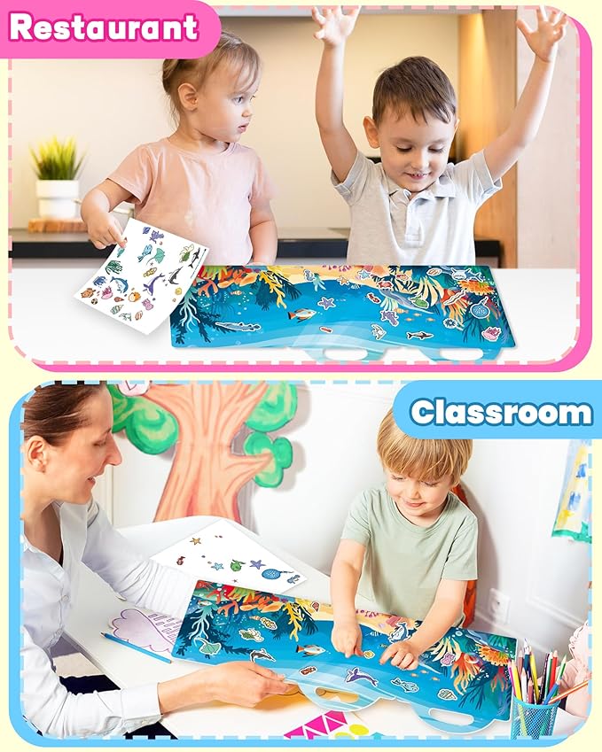 Reusable Sticker Book for Toddlers 2-4 Years, Stickers for Kids, Toddler Craft Activities, Toddler Travel Toys Ages 2+ Boy Girl Birthday Gifts