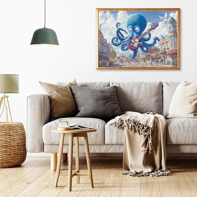 Anime Octopus Jigsaw Puzzles for Adults 1000 Pieces, Difficult Unique Shaped Puzzle for Game Night, Family, Friends, Puzzle Size 26.6x19.2