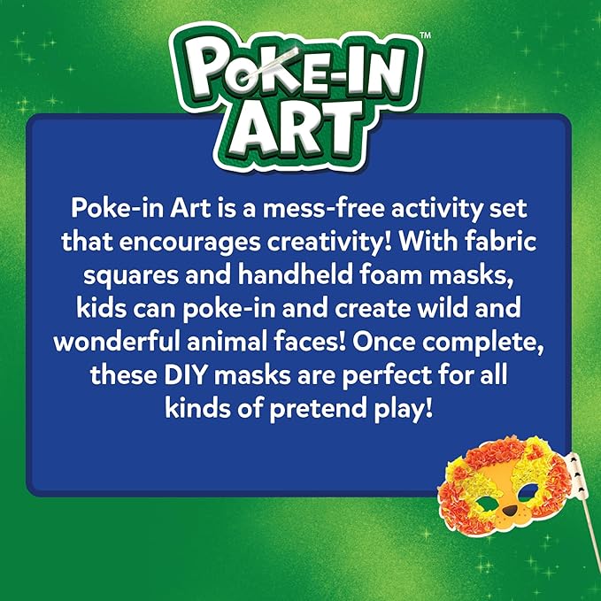 Skillmatics Poke-in Art - Halloween Animal Masks, Mess-Free Fun for Kids, DIY Wood Craft Kits, Creative Halloween Activity, Gifts for Girls & Boys Ages 4, 5, 6, 7, 8, 9