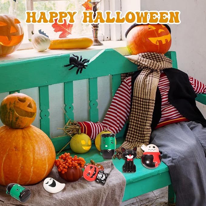 New 6 Pcs Halloween Squishy Toys,Halloween Squishies Party Favors Slow Rising Gift Box Halloween Treat Bag Classroom Prizes Soft Stress Relief Toys for Kids Toddlers(6pcs-2)