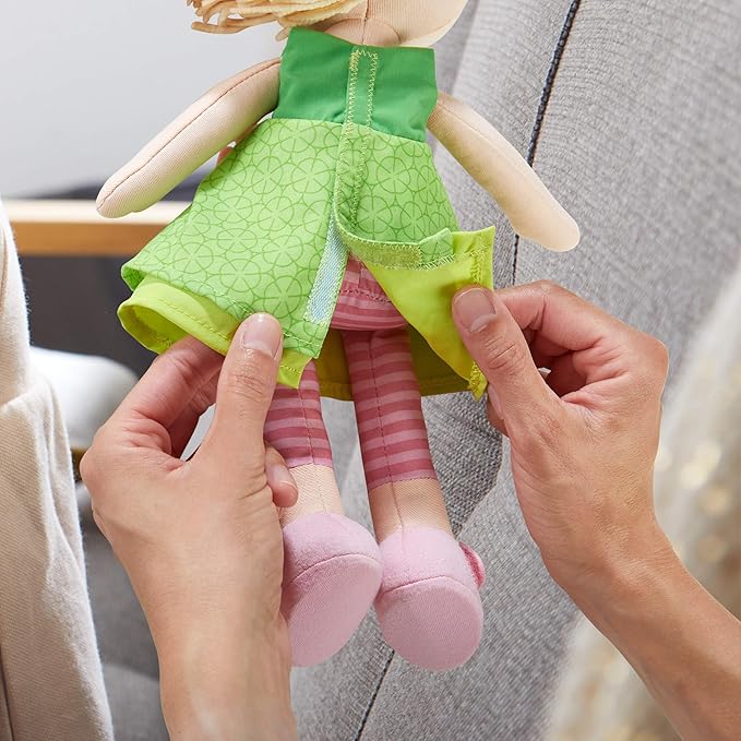 HABA 12" Soft Doll Mali with Blonde Hair and Blue Eyes, Soft Toddler Baby Dolls with Embroidered Face, Machine Washable Toddler Girl Toys for 18 Months and up