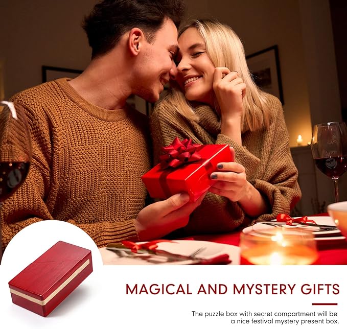 Zhanmai 2 Pack Impossible Puzzle Box Wooden Secret Puzzle Boxes with Drawer Mini 3D Brain Teaser Magic Gift for Adults Teens