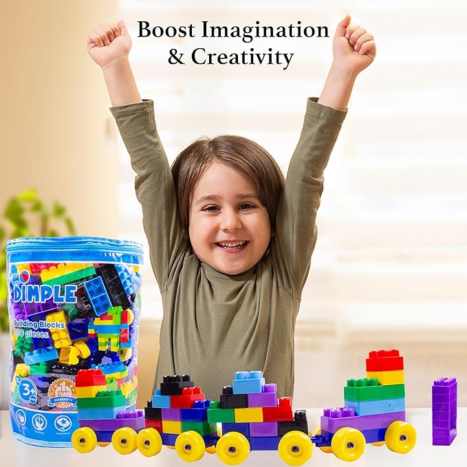 Dimple Large Blocks for Toddlers/Kids Stackable, Multi-Colored, Interlocking Toys Safe, Non-Toxic Plastic Bright Colors, Waterproof Boys and Girls Age 3 + (900 Pieces)