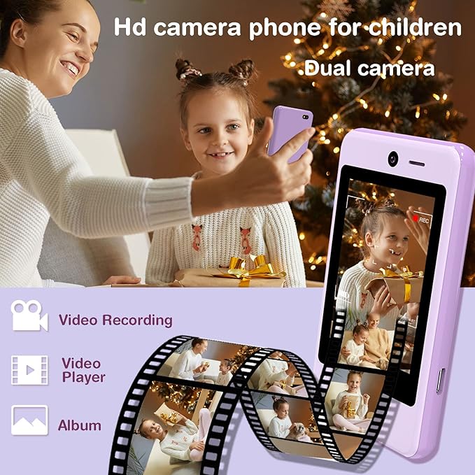 PTHTECHUS® Kids Phone Toy for Boys Girls, 3.8 "Touch Screen Toddler Smartphone with Fun Cameras 16 Games MP3 Music Player Audio Recorder Pedometer Torch Alarm Clock Children Phone for Ages 4-14