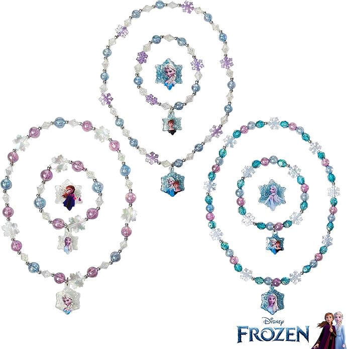 LUV HER Girls Jewelry Set - Dress Up Toy Jewelry Box Set with Bead Necklaces, Bracelets, and Rings - Frozen Play Accessories - Ages 3+