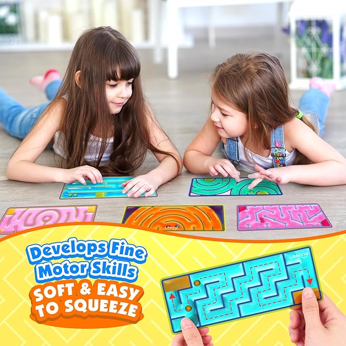LESONG Sensory Toys for Kids: 9-Pack Squishy Sensory Maze for Autism - Fidget Toys Gel-Filled for Calming Down Travel, Classroom & Adult Office - Gifts Prizes for Kids Stocking Stuffers Goodie Bags