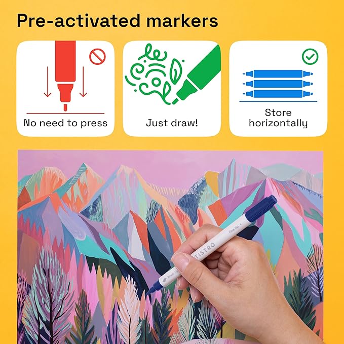 ARTISTRO 72 Dual Tip Brush + Fine Acrylic Paint Pens Ideal for Calligraphy - Paint Markers for Fabric, Rock, Glass, DIY - Stocking Stuffers, Christmas Gift Idea for Teens, Grandkids, Kids