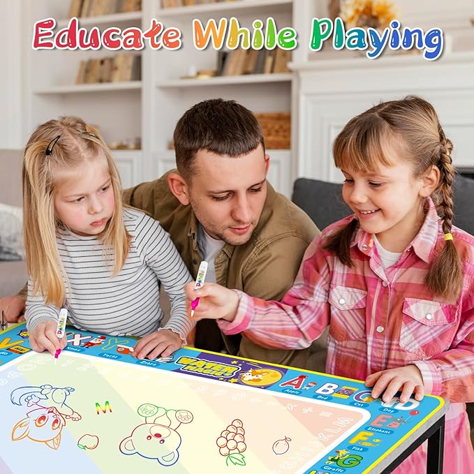 Water Doodle Mat Kids Mess Free Coloring Doodle Mat Toddlers Educational Toys for 3 4 5 6 7 8 Years Old with Magic Pens 2025 Educational Toys Birthday