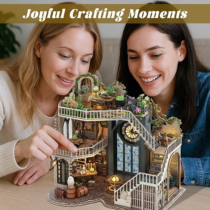 Flever DIY Miniature House Kit, Tiny Home Kit with LED Light, Mini House Build Craft Kits for Adults and Teens, Home Decor Creative Gift for Family/Friends (William' s Magic House)