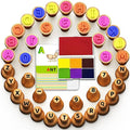 Montessori Wooden Letter & Number Stamps Set with 7-Color Ink Pads, ABC 123 Flashcards & Math Games - Preschool Learning Toys for 3-5 Year Olds, Safe Toddler Art Supplies, Alphabet Stamping Kit