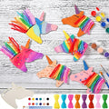 Geelin 24 Pcs Christmas Wooden Horse Craft Western Ornament Unfinished Wooden Cutouts Horse Painting Kit Unicorn Ornament DIY Cowboy Craft Paint Your Own Art for Christmas Party Favors(Unicorn)