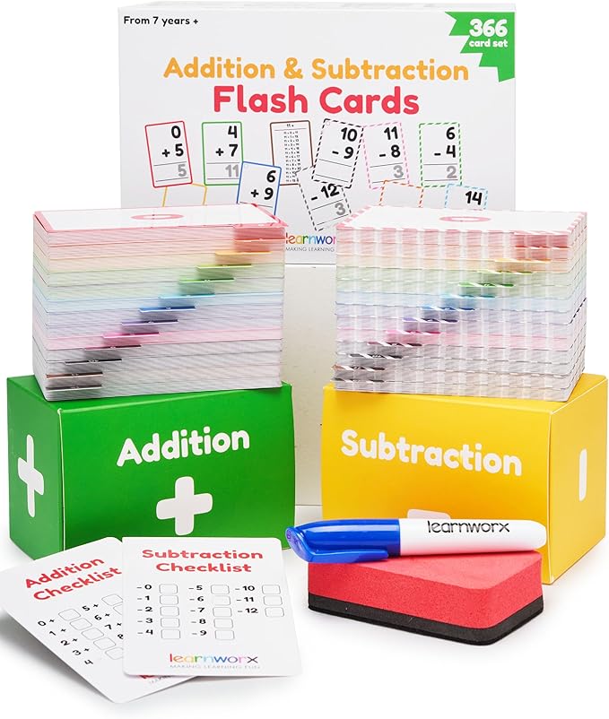 Addition and Subtraction Flash Cards 1st Grade | 366 Math Flash Cards 2nd Grade & 3rd | Subtraction & Addition | Math Facts 0-12 | for Kids Ages 4 5 6 7 | Family Bulk Flashcards