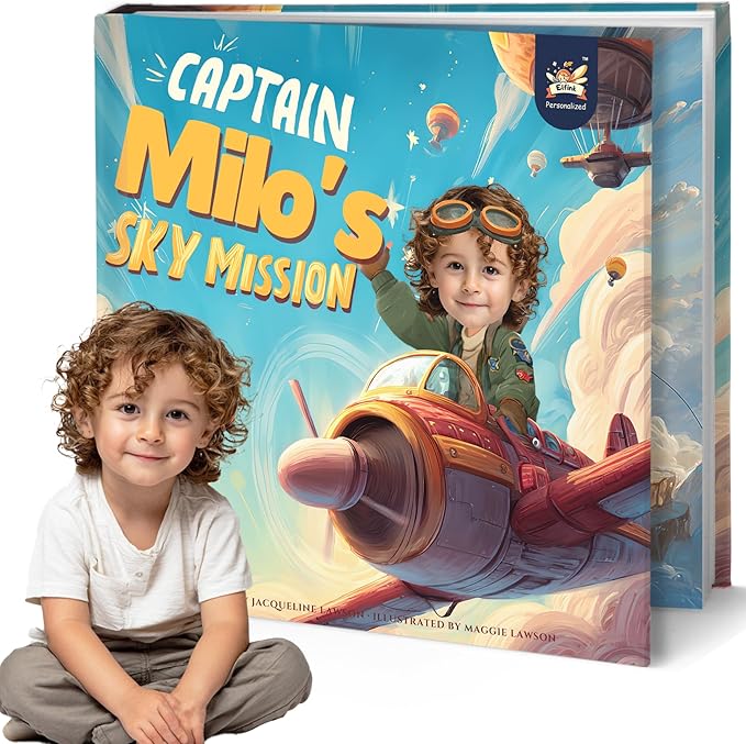 ELFINK Personalized Children Story Books - Captain's Sky Mission - Customized Name & Photo - Baby Gifts - Children Bedtime Story (Soft Cover)