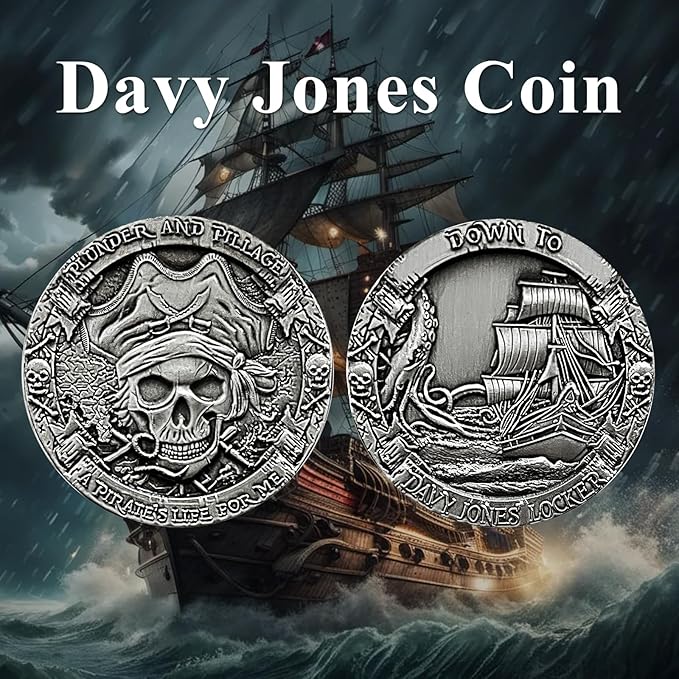 CHURYUML Davy Jones Coin A Pirates Life Down to Davy Jones Locker Pirate Enthusiasts Collectible Pirate Themed Party Gifts