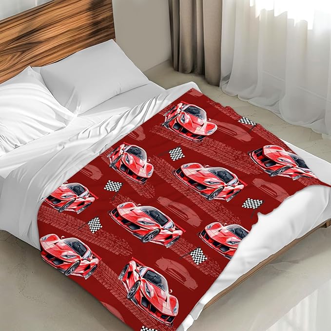 Boys Blanket Gift Racing Car Throw Blankets for Kids Birthday, 30x40 Inches Lightweight Soft Car Decor Throw for Sofa Chair Couch Bed