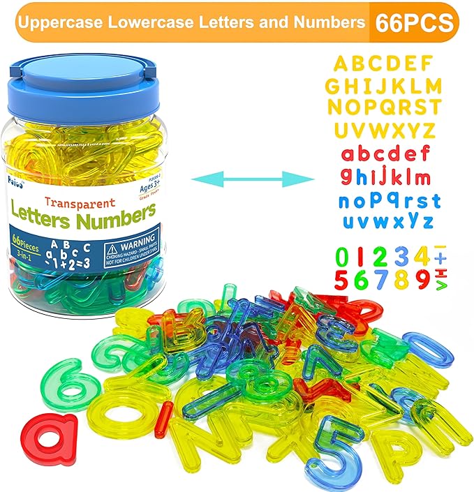 Light Table Toys 66 Pcs Translucent Capital and Lowercase Letters and Numbers,Light Table Manipulatives and Accessories for Kids