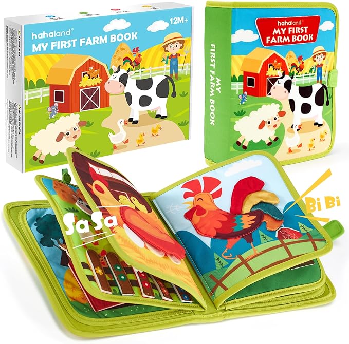 hahaland Busy Book for Toddlers 1-3 - Montessori Toys Busy Board for 1 Year Old Boy Gifts Girl Toys Educational Learning Quiet Activity Books Travel Toy One Year Old Birthday Christmas Toddler Gifts