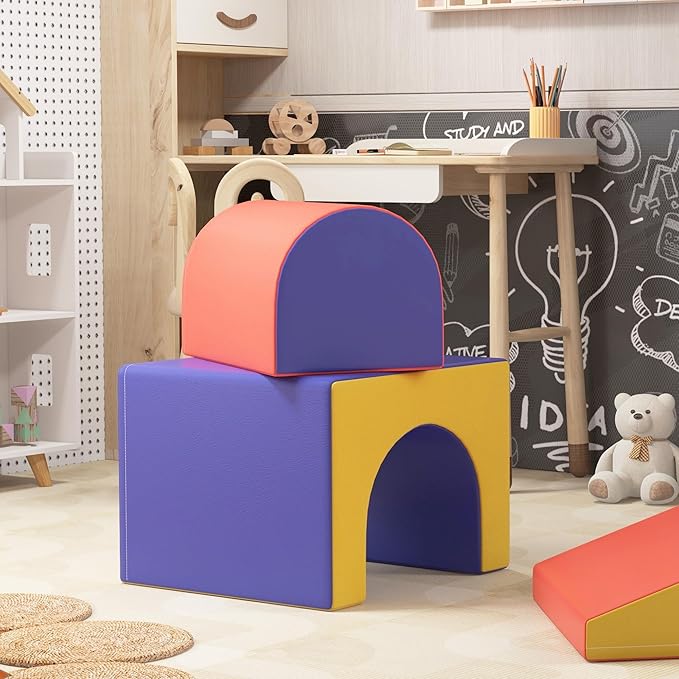 Qaba Climbing Toys for Toddlers and Children, Easy-to-Clean 4 Piece Soft & Safe Kids Foam Play Set for Crawling or Sliding, Assorted