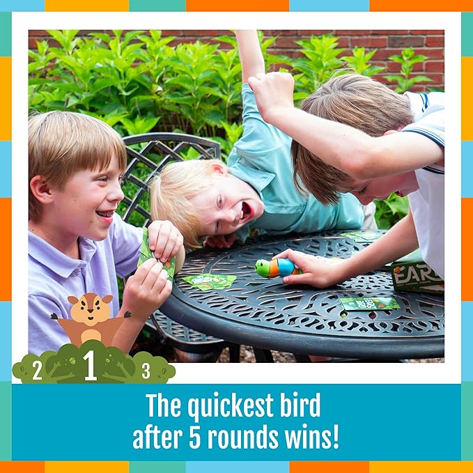 Hootenanny Games Early Bird for Family Game Night | Easy-to-Learn Speed Game with Out of Your Seat Challenges and Squishy Worm | 2-6 Players, Ages 7+