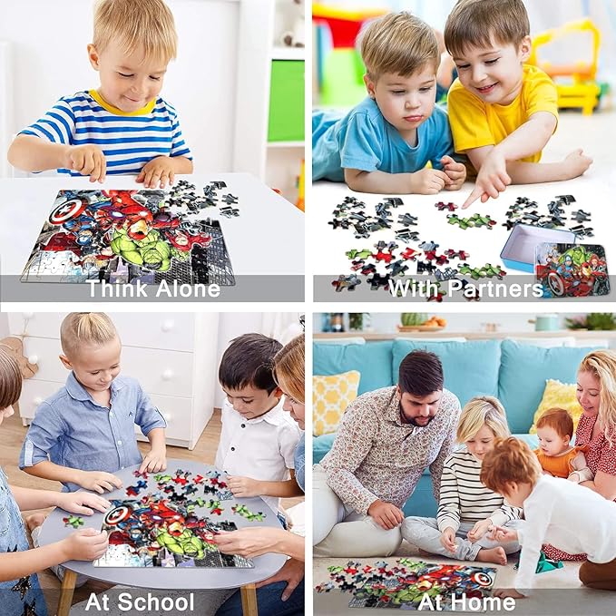 LELEMON Puzzles for Kids Ages 4-8,100 Piece Puzzles for Kids in a Metal Box, Educational Childrens Jigsaw Puzzles 100 Piece Puzzle Games Puzzle Toys for Girls and Boys