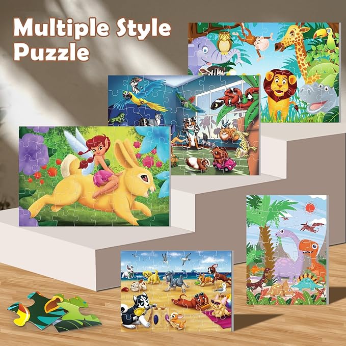 Jumbo Floor Puzzle for Kids Ages 3-5,48-Piece Preschool Learning Development Toys Large Floor Puzzle for Toddlers&Kids Ages 4-8 Years Old, Best Gift for Boys and Girls (3 x 2 Feet) (Animal)
