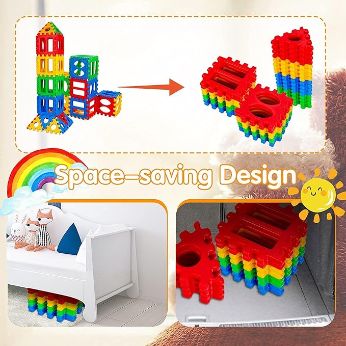 Costzon 32 Pieces Jumbo Building Blocks for Kids, Big Waffle Block Set, Preschool Educational Creativity Sensory Toy, Interconnecting Stacking Building Toy Set for Boys & Girls