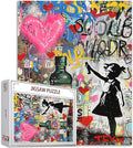 Tucocoo Banksy Style Jigsaw Puzzle 1000 Pieces Puzzles for Adults, Graffiti Girl Street Art Jigsaw Puzzles for Challenging Family Activity Games Colorful DIY Handwork Puzzle for Home Decor Gifts
