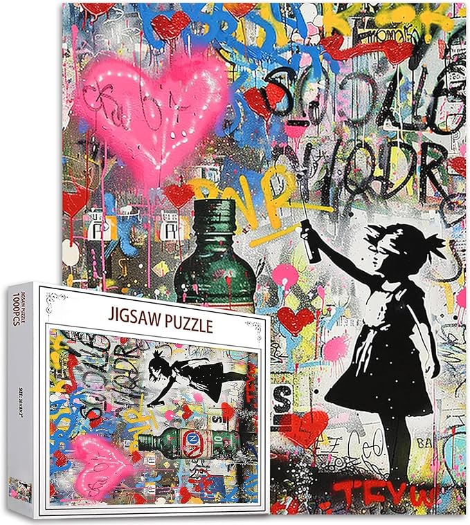 Tucocoo Banksy Style Jigsaw Puzzle 1000 Pieces Puzzles for Adults, Graffiti Girl Street Art Jigsaw Puzzles for Challenging Family Activity Games Colorful DIY Handwork Puzzle for Home Decor Gifts
