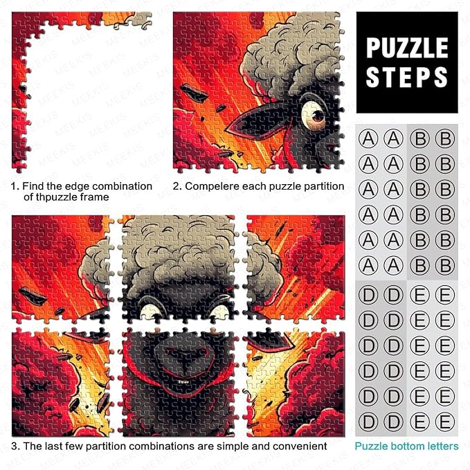 Sheep Thickened Wooden Jigsaw Puzzles 1000 Pieces 3D Animal for Adults Fun Home Decoration Education Game Toy Intellectual Game Stress Relief Challenge Educational 1000pcs (75x50cm)