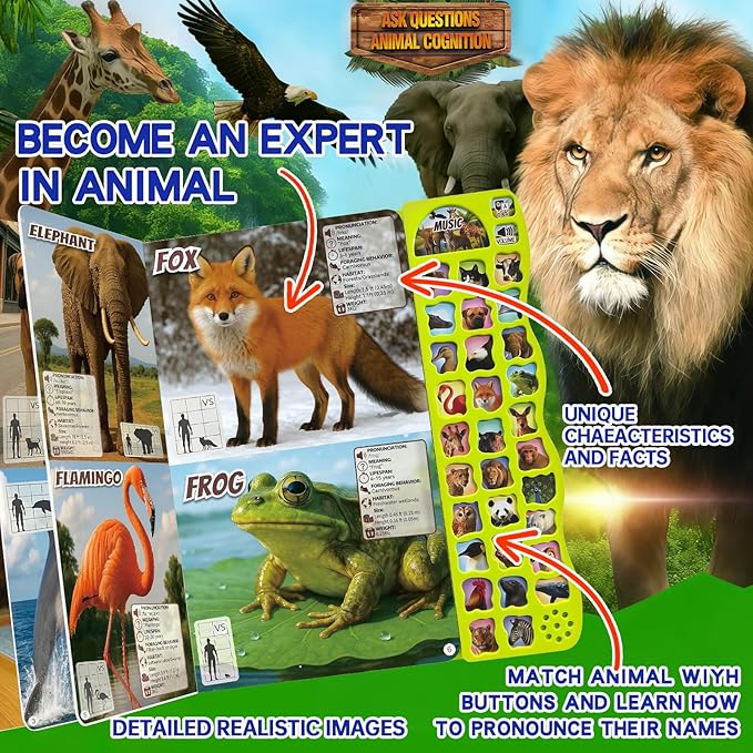 Listen & Learn: 30 Animal Sounds Book - Educational Learning Toys Gift for Boys Girls Toddlers Busy Book