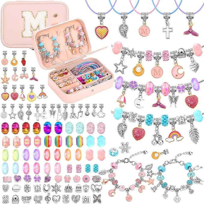Bracelet Making Kit with Jewelry Box Charm Beads for Jewelry Making Kit DIY Bracelet Craft Kit Cute Birthday Valentine Gifts Christmas