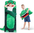 iPlay, iLearn Kids Dinosaur Sleeping Bag, Toddler Boy Dino Nap Mat, Plush Animal Slumber Bag 2 In 1 Pillow Daycare Preschool Kindergarten Birthday Gift Travel Sleepover 3 4 5 6 7 8 10 12 Yr Child Teen