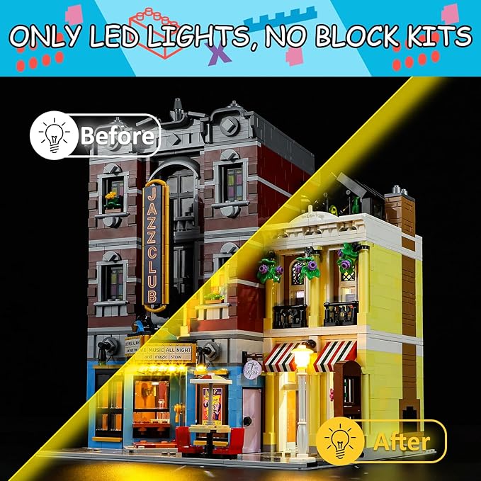 LED Light Kit for Lego 10312 Jazz Club Set, Compatible with Lego 10312 Building Blocks Model(Not Include Blocks Set)
