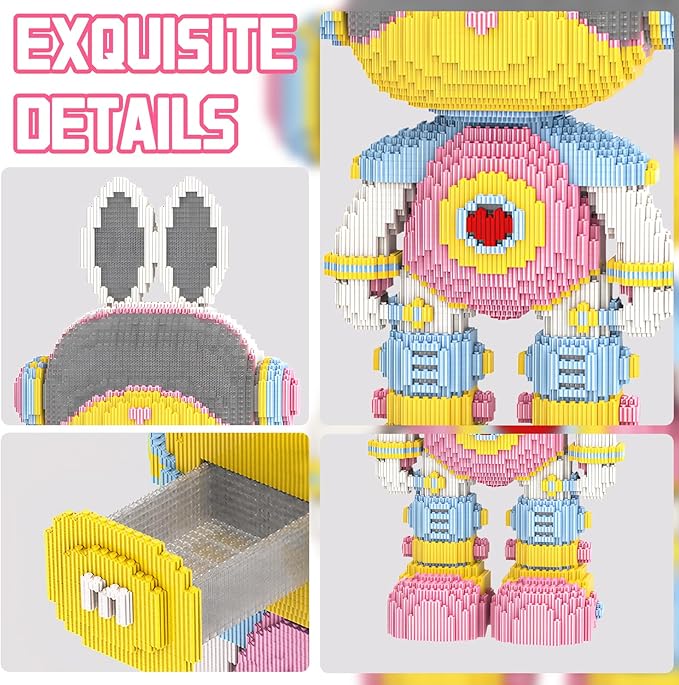 Rabbit Animal Micro Building Blocks Set for Adults Space Girl Cute Large Sets Toys Gift Kids 7550 Pieces 55cm High Series