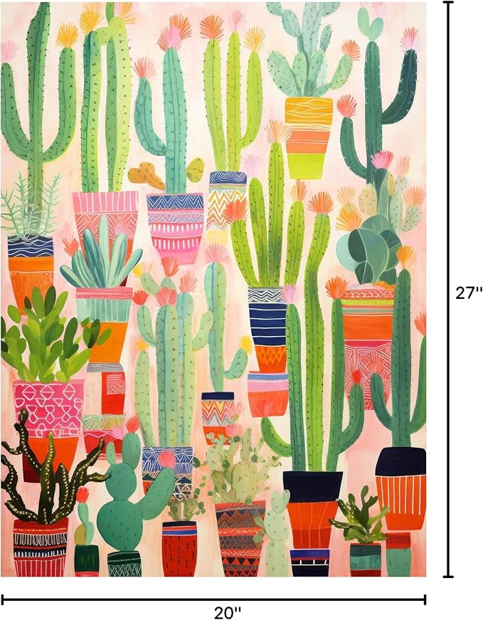 Cross & Glory - Botanical Brushstrokes: A Cacti Tapestry - 1000 Piece Jigsaw Puzzle | Plant Jigsaw Puzzle | Artistic Challenge with Vibrant Satin Finish