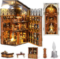 DIY Book Nook Kit, Miniature Dollhouse Booknook Kit, 3D Wooden Puzzle for Teens and Adults, Bookend Bookshelf Insert with LED Light (Public Library)
