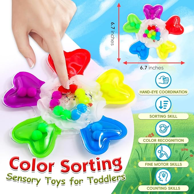 Color Sorting Sensory Toys, Fine Motor Skills Games for Toddlers,Preschool Learning Outdoor Travel Toys Gifts for Kids Aged 3-4 5-7