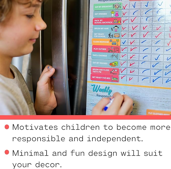 Premium Large Magnetic Chore Chart for Kids Multiple Kids - Chore Board - Behavior Tracker at Home - Reward Board - Daily Responsibility Schedule - Teens Incentive Routine - Magnetic for Refrigerator