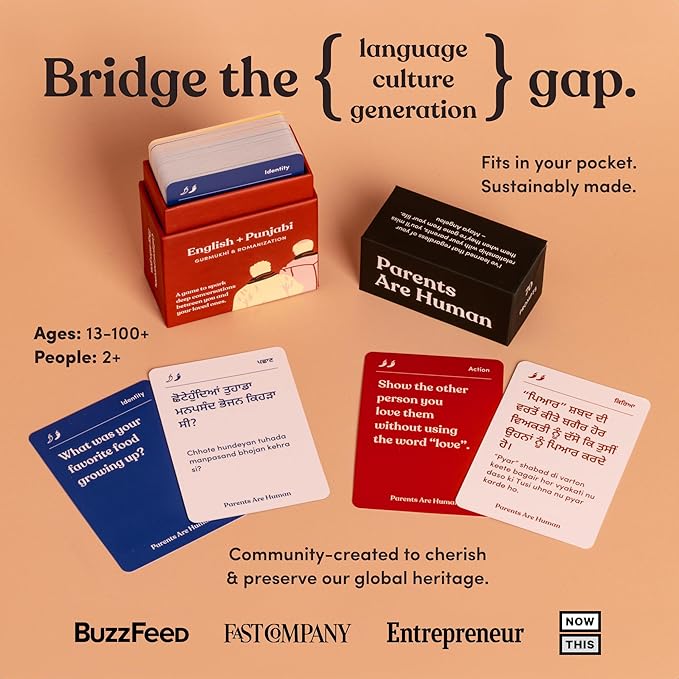 Parents Are Human, Get to Know Each Other Better, Parents, Families, Teens & Kids Relationship Building, Light & Deep Questions, 70 Questions & Activity Cards, English + Punjabi/Gurmukhi