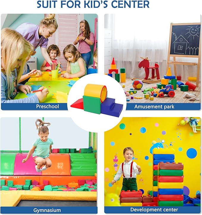 TOLEAD Tunnel/Ramps Foam Climber, Climb & Crawl Foam Activity Play Set for Toddlers and Kids, Safe Indoor Crawling Gym Equipment for,Infant,Baby Waterproof Easy to Clean