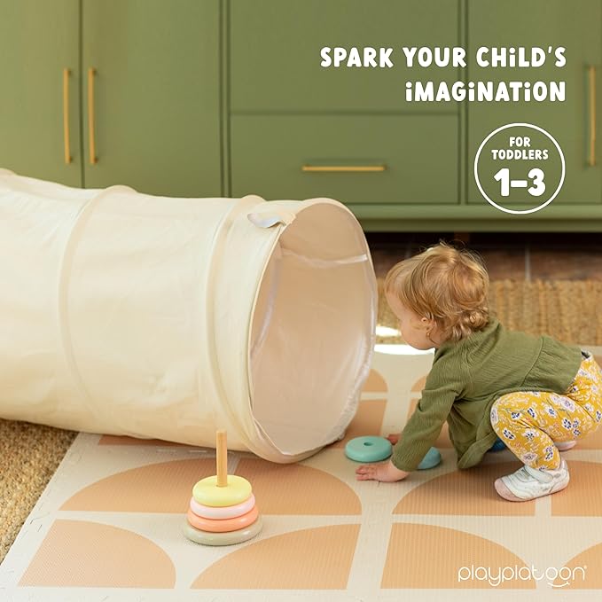 Play Platoon Baby Tunnel Toys for Toddlers 1-3 - 6 Ft Premium Vegan Leather Kids Tunnels for Babies - Wipeable, Water Resistant, Soft Durable Easy Fold and Storage with Carry Bag