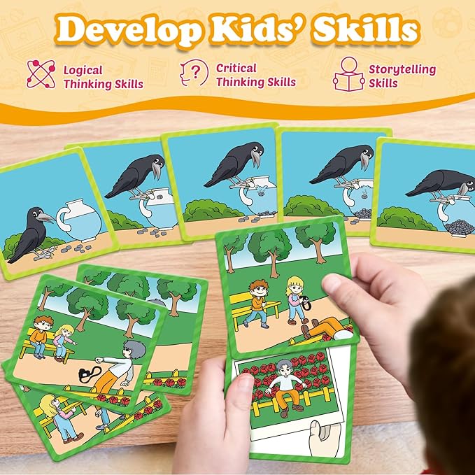 Sequencing Cards,Sequence Board Game for Kids,Speech Therapy Materials Toys for Autism,Story Storytelling,Social Skills,Sentence Building,Preschool Learning Activities,Classroom & Homeschool