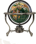 Unique Art 10-Inch Tall Table Top Green Crystal and Pearl Ocean Gemstone World Globe with Silver Tripod Stand (150 GT Green CRY Silver)