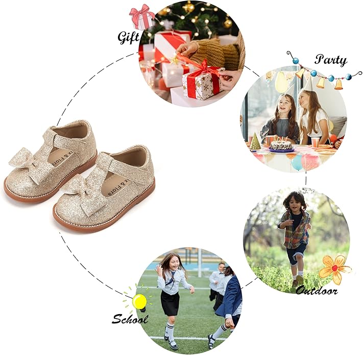 Felix & Flora Toddler Little Girl Mary Jane Dress Shoes - Ballet Flats for Girl Party School Shoes