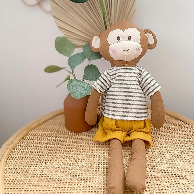 MON AMI Magee Boy Monkey Doll – 15”, Monkey Plush Toy, Stuffed Animal Toy, Use as Toy or Nursery Room Decor