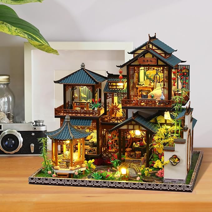 Miniature Dollhouse Kits, Tiny House Kit and Light, Doll House Kits for Adults to Building, Unique Gift for Birthday Christmas Day, YaYun