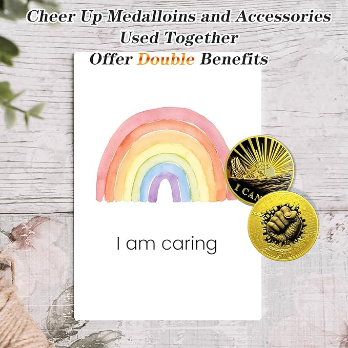 Never Give Up Challenge Coin - Cheer up I Can Motivational Token - Inspirational Gold Reminder Pocket Medallions - Encouragement Gifts for Women Men Family Friends Students Team