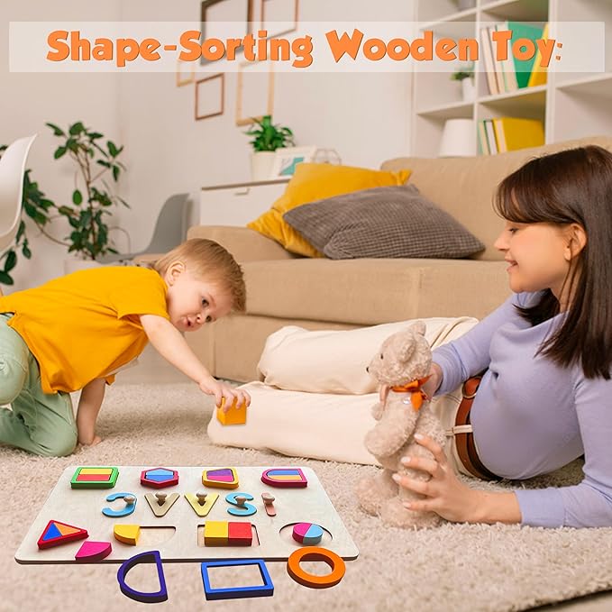 Name Puzzle for Kids Personalized, 1 Year Old Boy Gifts, Personalized Puzzles for Toddlers 1-3, Custom Name Puzzle, Montessori Toys for 1-3 Years Old(Shape)