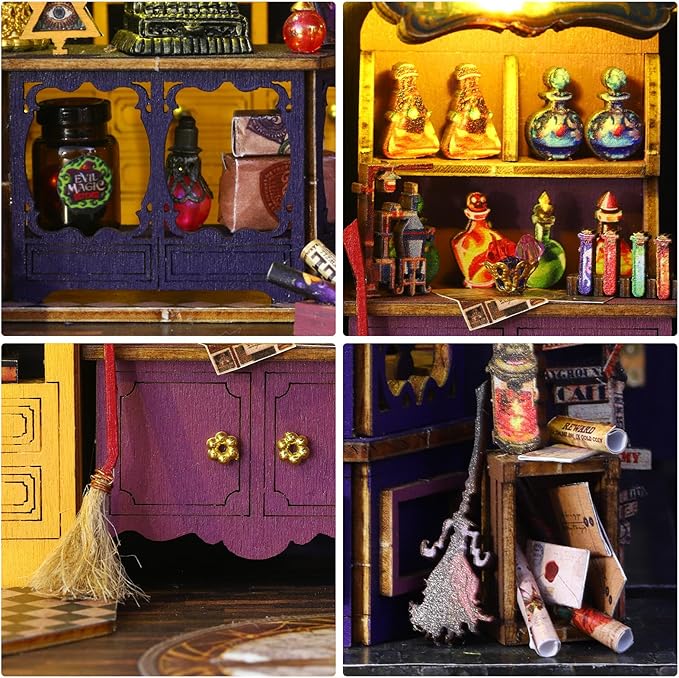 Miniature House Kit, Tiny House Kit with Light, DIY Mini House Building Kits for Adults to Building, Unique Gift for Birthday Christmas, Magic Station