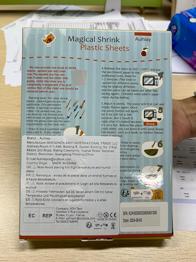 Auihiay 198 Pieces Shrink Plastic Kit Includes 20 Sheets Shrink Papers, Hole Punch, Keychain Accessories and Pencils for Shrinky Art and DIY Keychain Making Easter Mother Day Ornament